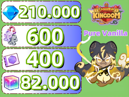 [Pure Vanilla]Cookie Run Kingdom Account With 210k+Crystals 3-5Random Legendary/Ancient/Super Epic/Dragon 600+Cookie Cutters 400+Treasure Tickets 30+Epic Cookies