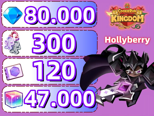 [Hollyberry]Cookie Run Kingdom Account With 80k+Crystals 1-2Random Legendary/Ancient/Super Epic/Dragon 300+Cookie Cutters 120+Treasure Tickets 10+Epic Cookies