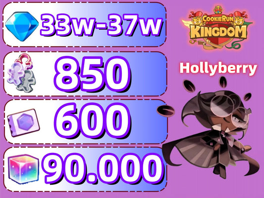 [Hollyberry]Cookie Run Kingdom Account With 330k+Crystals 3-5Random Legendary/Ancient/Super Epic/Dragon 850+Cookie Cutters 600+Treasure Tickets 30+Epic Cookies