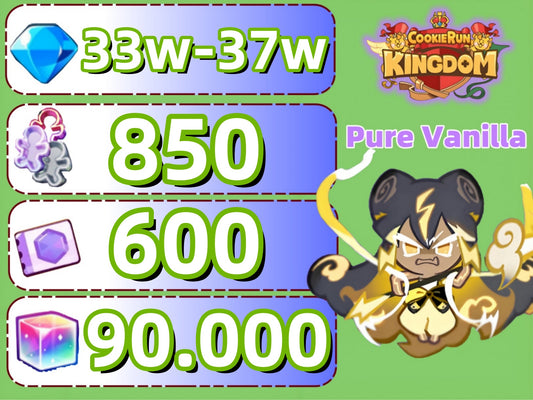 [Pure Vanilla]Cookie Run Kingdom Account With 330k+Crystals 3-5Random Legendary/Ancient/Super Epic/Dragon 850+Cookie Cutters 600+Treasure Tickets 30+Epic Cookies