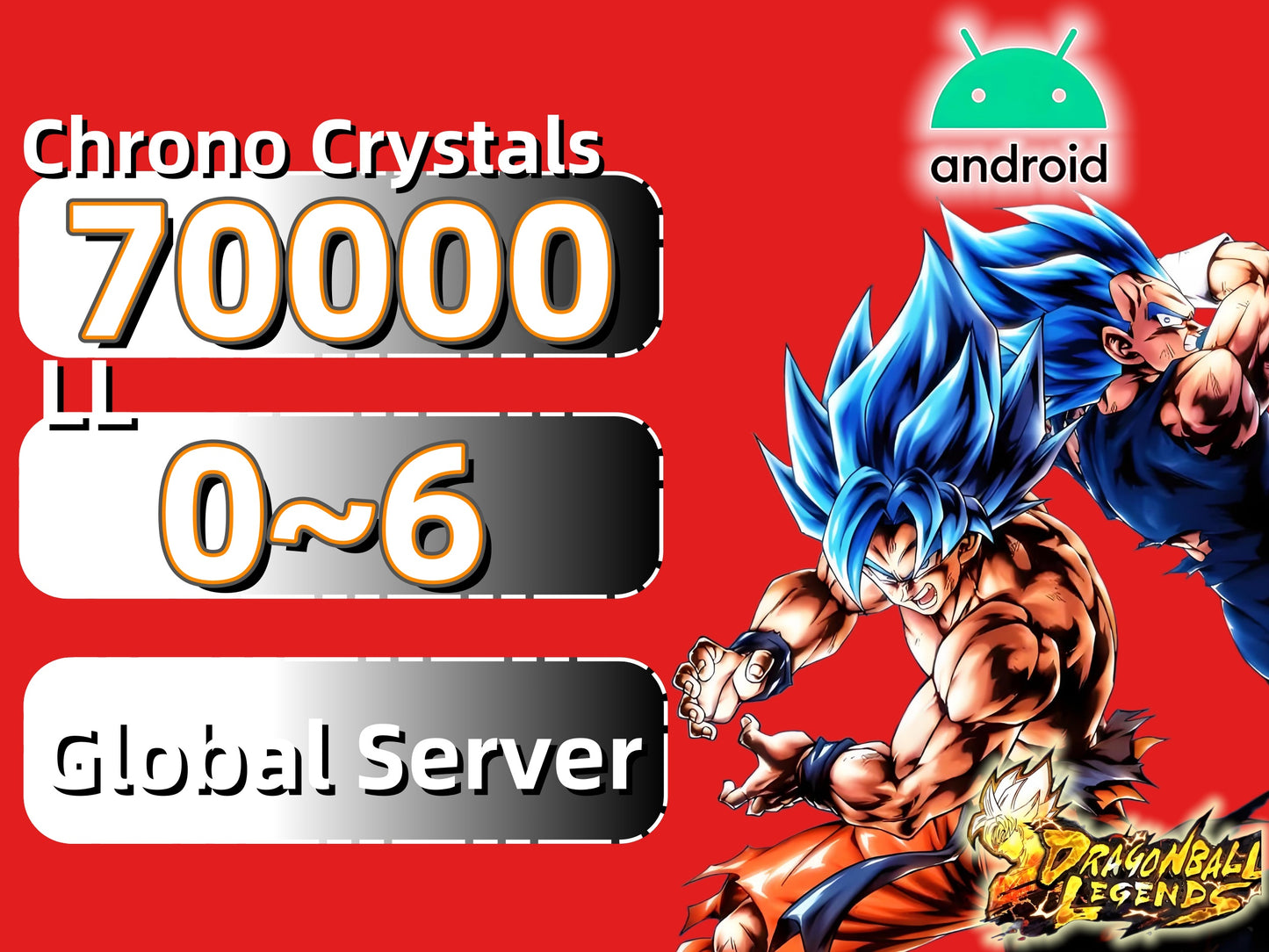 [Android Global Server] Dragonball Legends Account With 70000+Chrono Crystals 0~6LL