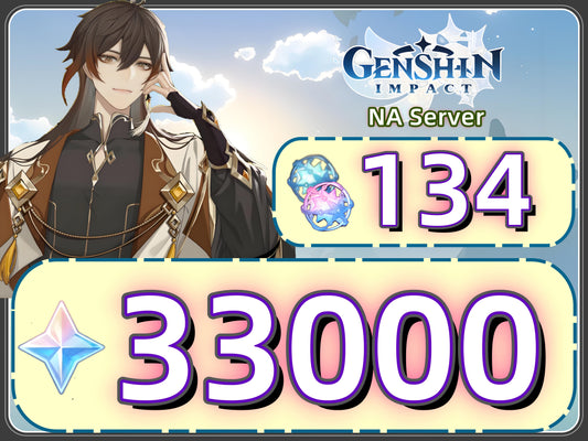 [NA Server] Genshin Impact Account: 33000 Primogems + 134 Draws