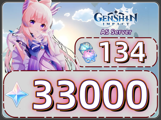[AS Server] Genshin Impact Account: 33000 Primogems + 134 Draws