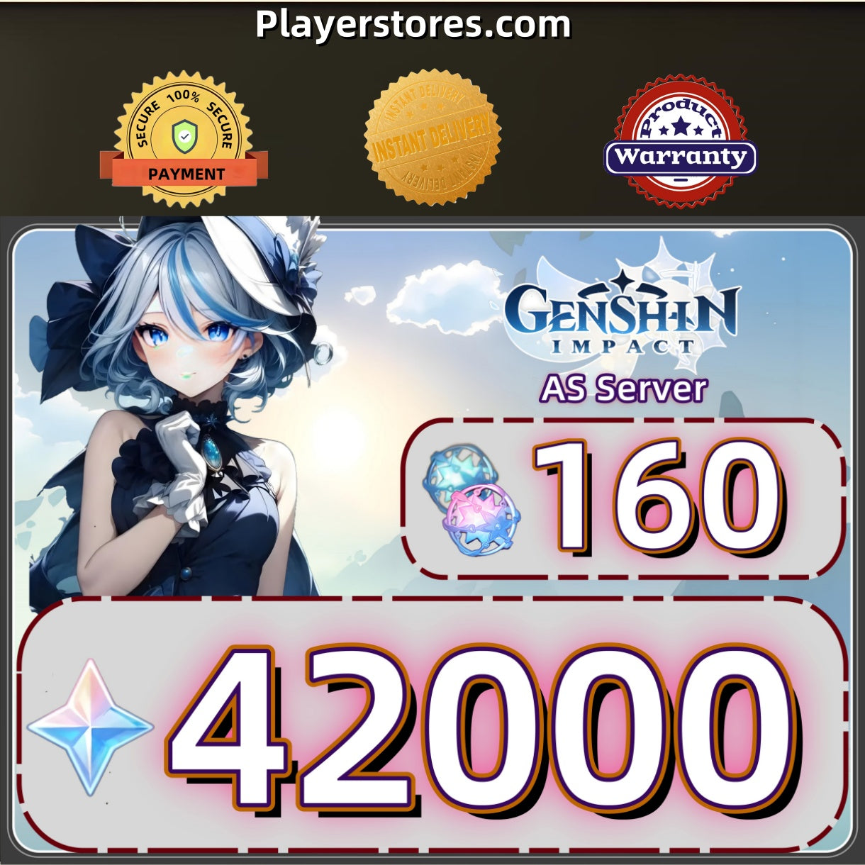[AS Server] Genshin Impact Account With 42000 Primogems + 160 Draws