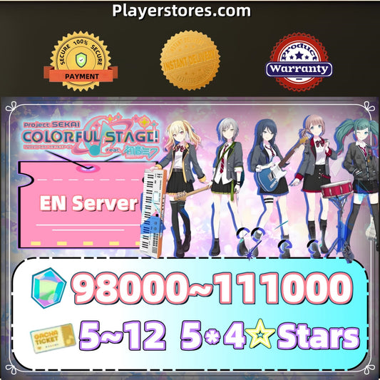[EN Server]Hatsune Miku Colorful Stage Account With 98000~111000 Crystals 5*4☆Stars 5~12*3☆Tickets