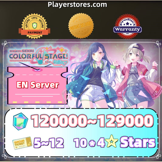 [EN Server]Hatsune Miku Colorful Stage Account With 120000~129000 Crystals 10*4☆Stars 5~12*3☆Tickets