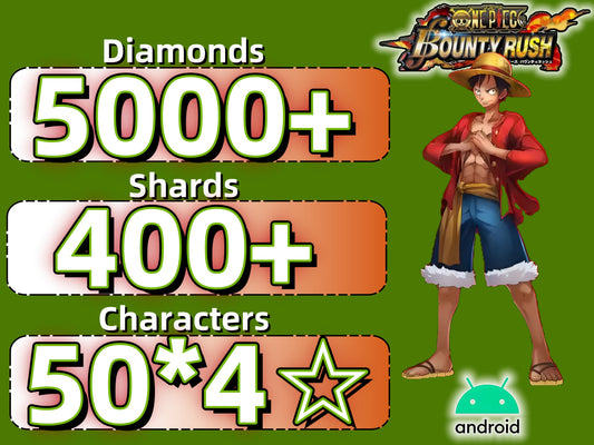 [Android Global Server]One piece Bounty Rush Account With 5000+Diamonds 400+Character Shards‌ Random 50*4☆Character