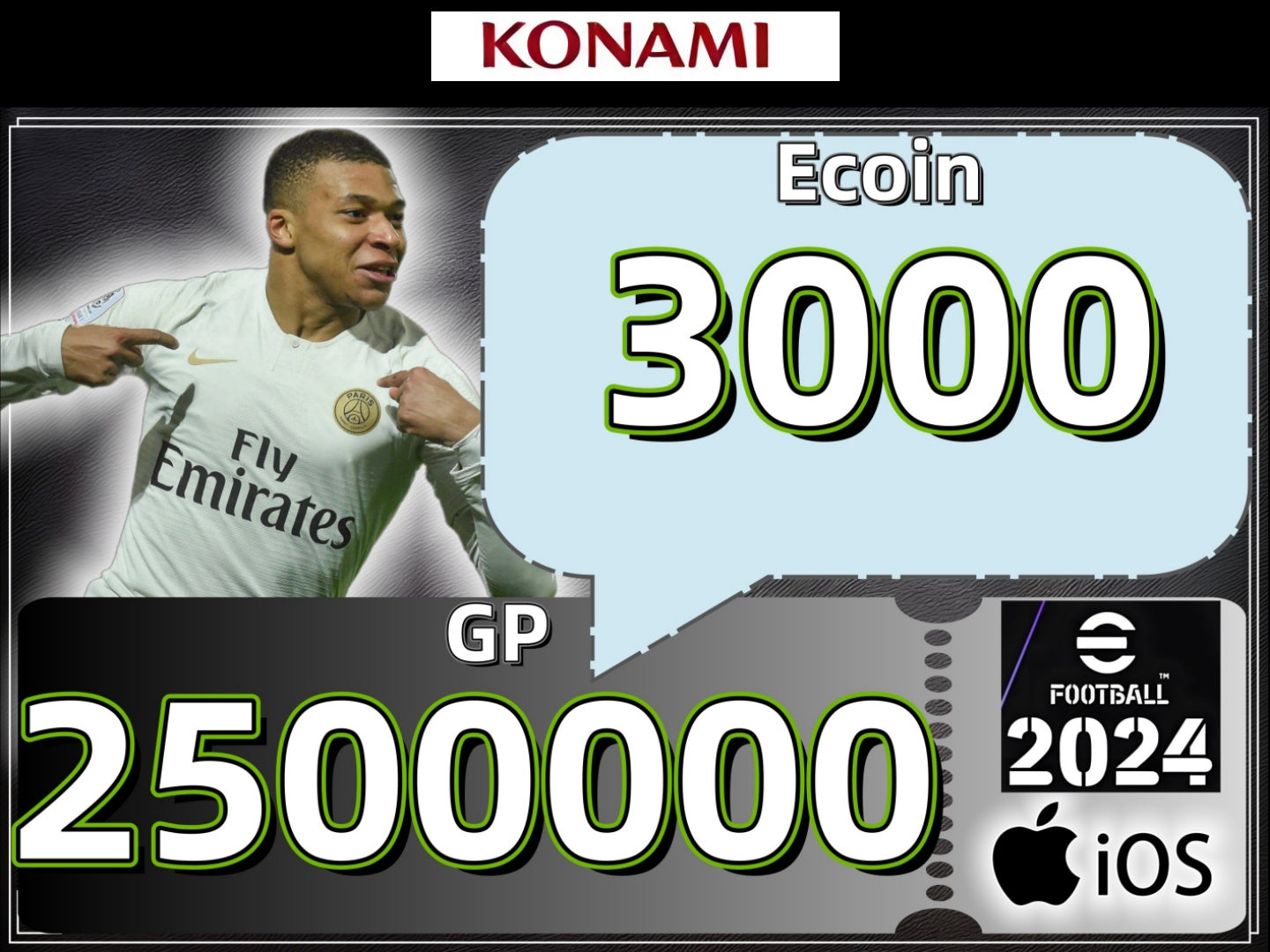 [IOS Global Server] PES Efootball 2025 Account: 3000 Ecoin 250M GP