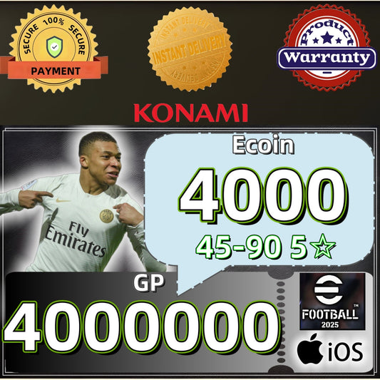 [IOS Global Server] PES Efootball 2025 Account: 4000 Ecoin 400M GP