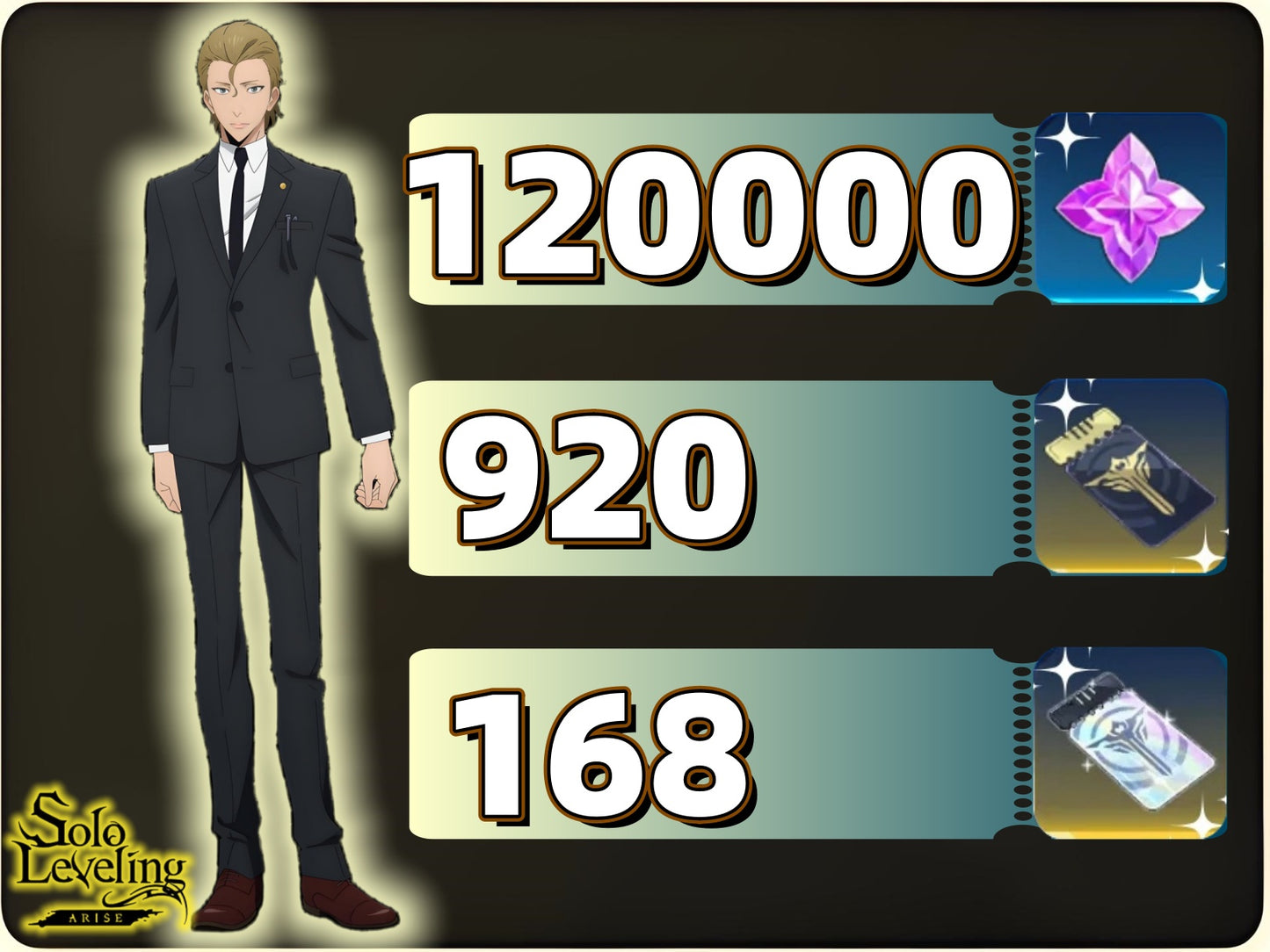 [Global Server]Solo Leveling Arise Account: 120000 Essence Stone+1000 Draws+SSR Woo Jinchul with Exclusive Weapon