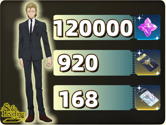 [Global Server]Solo Leveling Arise Account: 120000 Essence Stone+1000 Draws+SSR Woo Jinchul with Exclusive Weapon